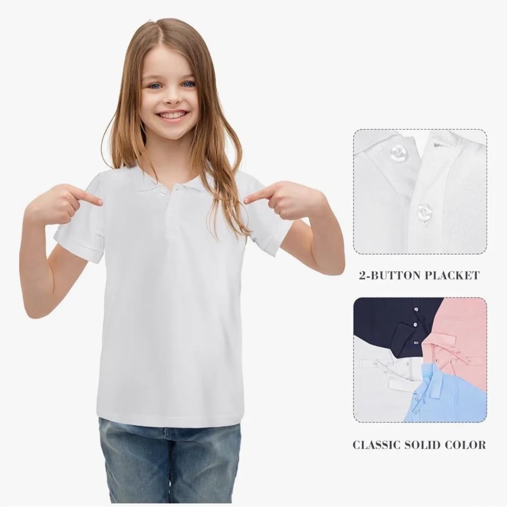 248 NIB Toulite 3 Pcs‎ Short Sleeve Solid Polo Shirt Boys Girls-Size: 130 (8-9Y)